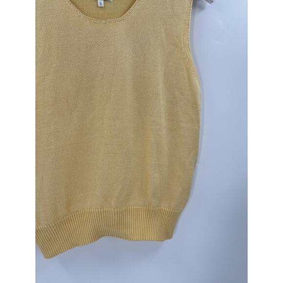Fia Vintage Knit Tank Womens Large Yellow Sleeveless Sweater Cotton Pullover Top - Picture 9 of 16